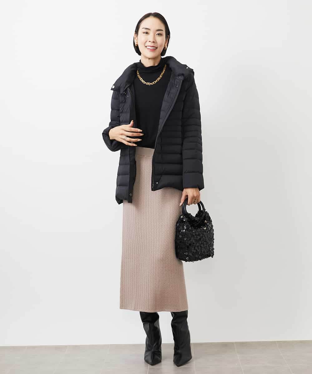 FMHAA02190 MICHEL KLEIN(ミッシェルクラン) ［セットアップ対応］ミニケーブルニットスカート ピンクベージュ