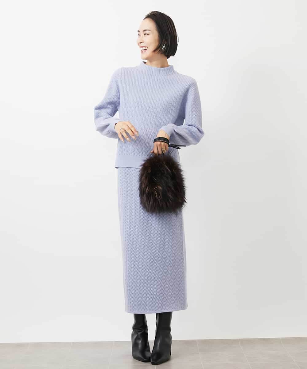 FMHAA02190 MICHEL KLEIN(ミッシェルクラン) ［セットアップ対応］ミニケーブルニットスカート ピンクベージュ