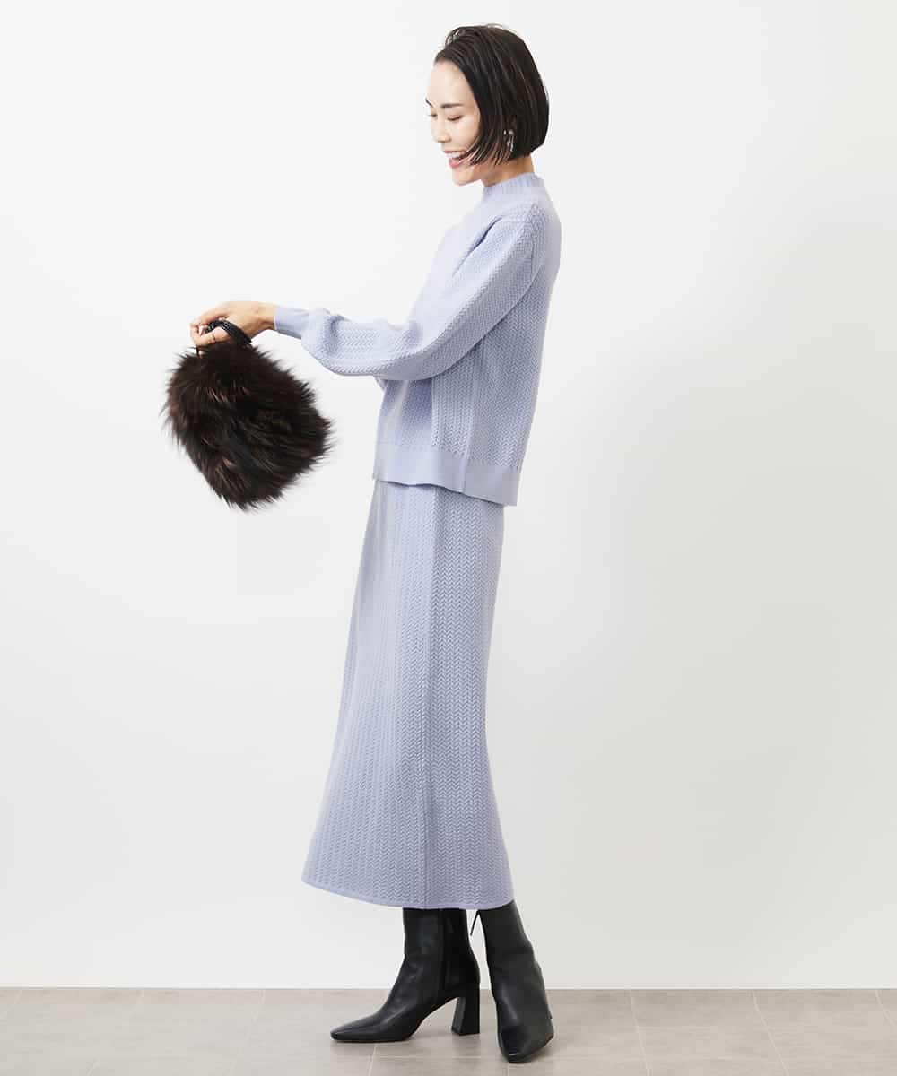 FMHAA02190 MICHEL KLEIN(ミッシェルクラン) ［セットアップ対応］ミニケーブルニットスカート ピンクベージュ