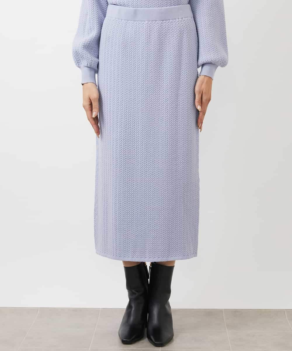 FMHAA02190 MICHEL KLEIN(ミッシェルクラン) ［セットアップ対応］ミニケーブルニットスカート ピンクベージュ