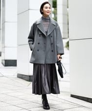 FMHAA10230 MICHEL KLEIN(ミッシェルクラン) マイクロタフタレザーライクスカート モカ
