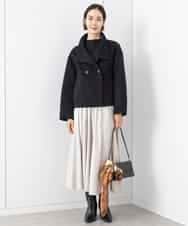 FMHAA10230 MICHEL KLEIN(ミッシェルクラン) マイクロタフタレザーライクスカート モカ