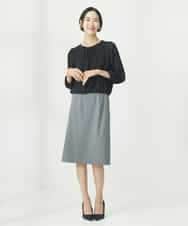 FMHAA11210 MICHEL KLEIN(ミッシェルクラン) ストレッチセミフレアスカート(セットアップ対応/3サイズあり) グレー(92)
