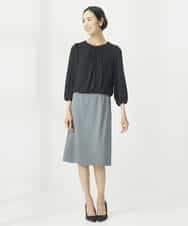 FMHAA11210 MICHEL KLEIN(ミッシェルクラン) ストレッチセミフレアスカート(セットアップ対応/3サイズあり) グレー(92)
