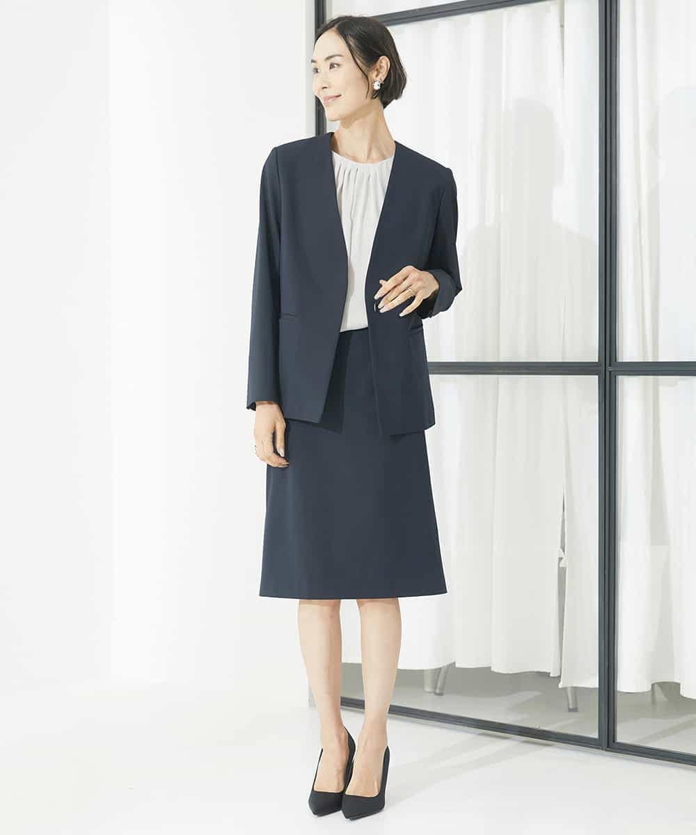 FMHAA11210 MICHEL KLEIN(ミッシェルクラン) ストレッチセミフレアスカート(セットアップ対応/3サイズあり) グレー(92)