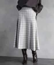 FMHAD13230 MICHEL KLEIN(ミッシェルクラン) 2WAYストレッチチェックフレアースカート ライトグレー