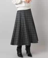 FMHAD13230 MICHEL KLEIN(ミッシェルクラン) 2WAYストレッチチェックフレアースカート ブラック