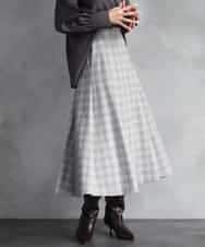 FMHAD13230 MICHEL KLEIN(ミッシェルクラン) 2WAYストレッチチェックフレアースカート ブラック