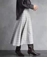 FMHAD13230 MICHEL KLEIN(ミッシェルクラン) 2WAYストレッチチェックフレアースカート ブラック