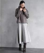 FMHAD13230 MICHEL KLEIN(ミッシェルクラン) 2WAYストレッチチェックフレアースカート ブラック