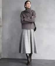 FMHAD13230 MICHEL KLEIN(ミッシェルクラン) 2WAYストレッチチェックフレアースカート ブラック