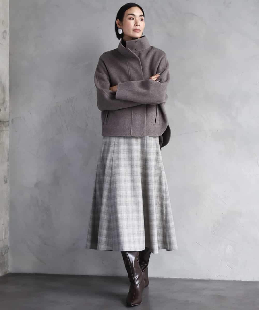 FMHAD13230 MICHEL KLEIN(ミッシェルクラン) 2WAYストレッチチェックフレアースカート ブラック