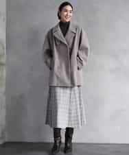 FMHAD13230 MICHEL KLEIN(ミッシェルクラン) 2WAYストレッチチェックフレアースカート ブラック