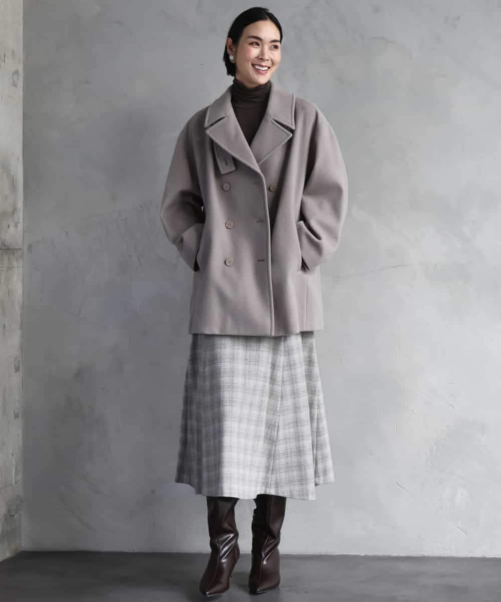 FMHAD13230 MICHEL KLEIN(ミッシェルクラン) 2WAYストレッチチェックフレアースカート ブラック