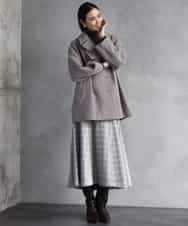 FMHAD13230 MICHEL KLEIN(ミッシェルクラン) 2WAYストレッチチェックフレアースカート ブラック