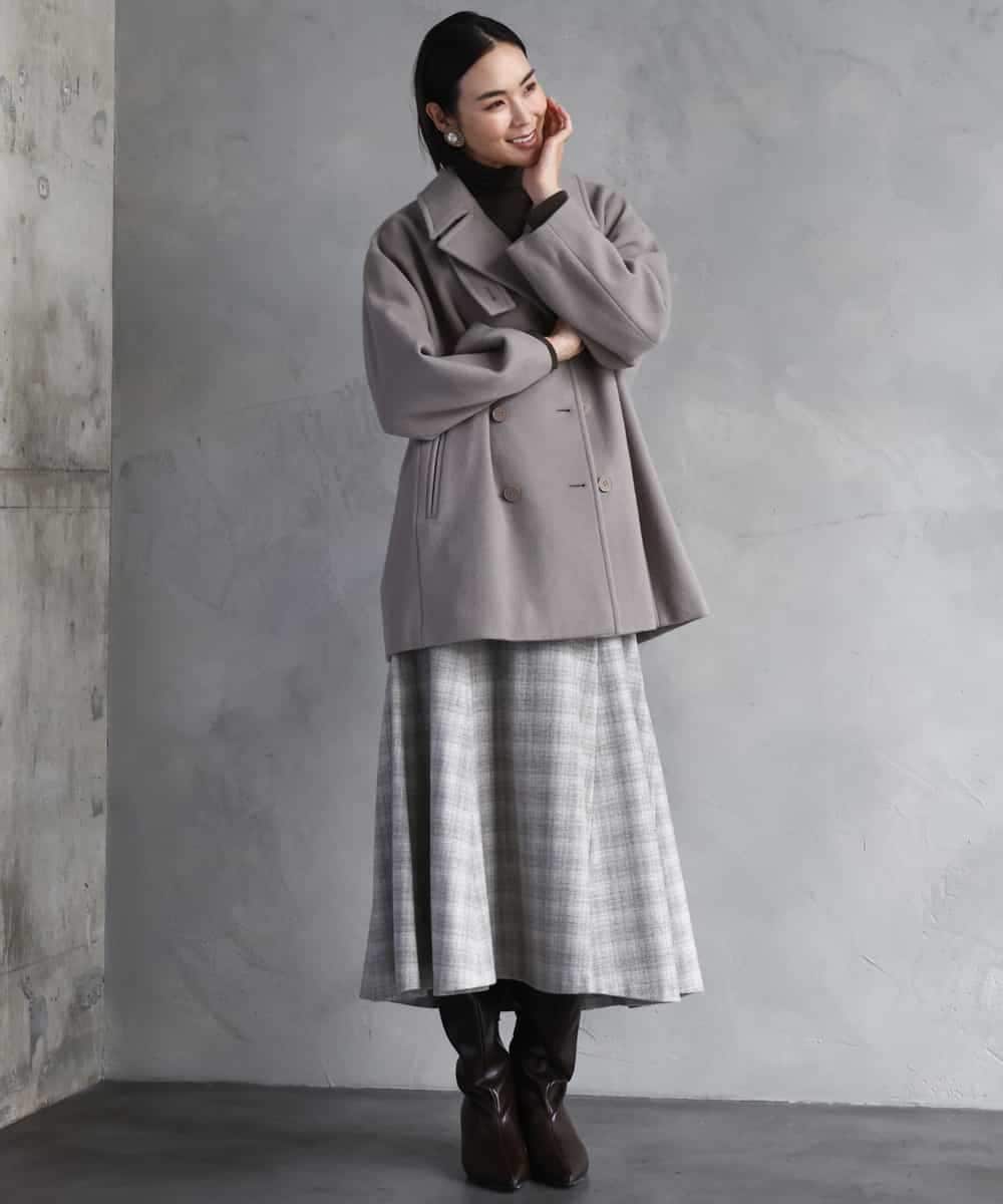 FMHAD13230 MICHEL KLEIN(ミッシェルクラン) 2WAYストレッチチェックフレアースカート ブラック