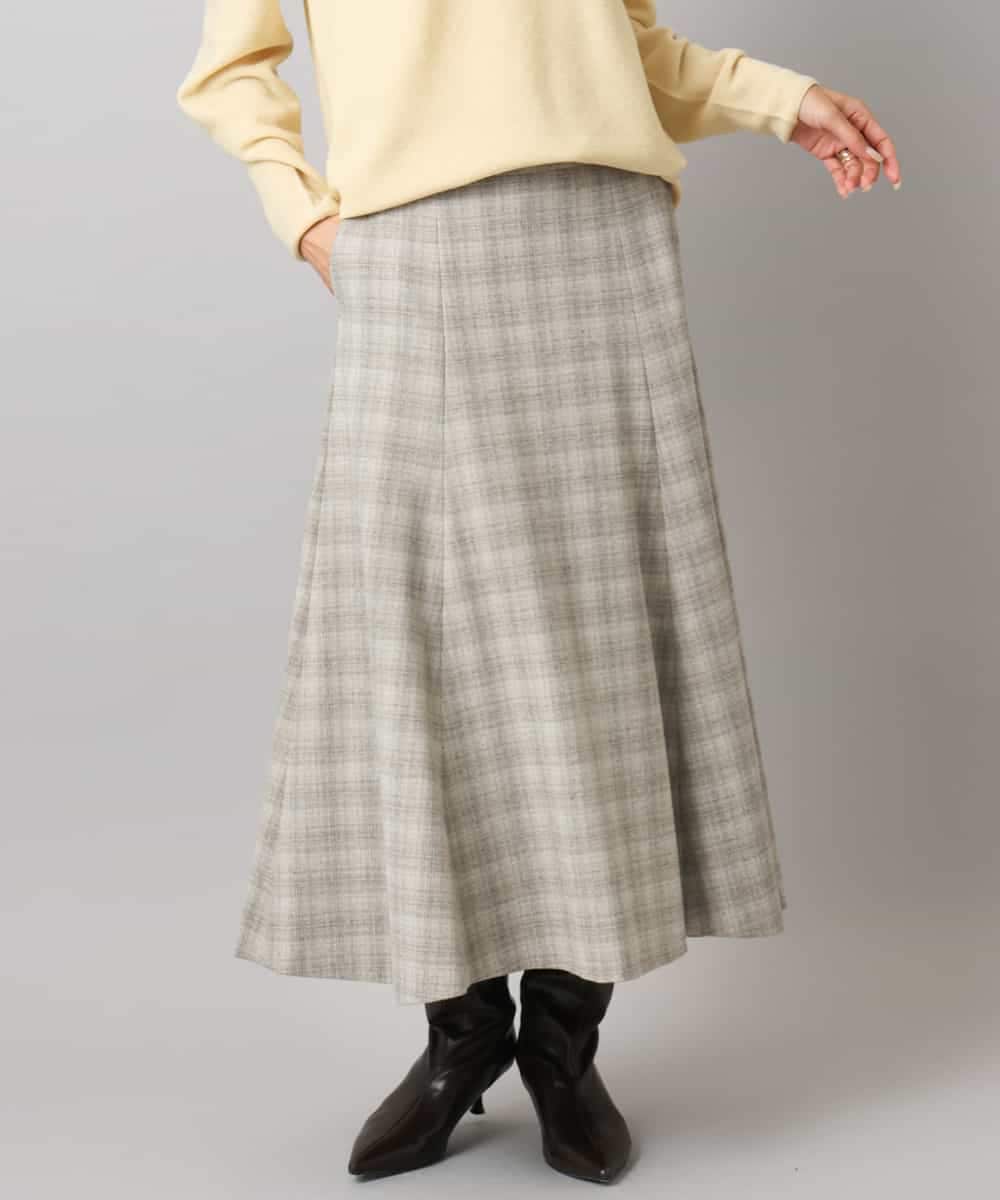 FMHAD13230 MICHEL KLEIN(ミッシェルクラン) 2WAYストレッチチェックフレアースカート ブラック