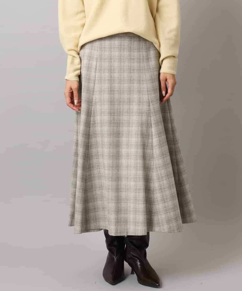 FMHAD13230 MICHEL KLEIN(ミッシェルクラン) 2WAYストレッチチェックフレアースカート ブラック