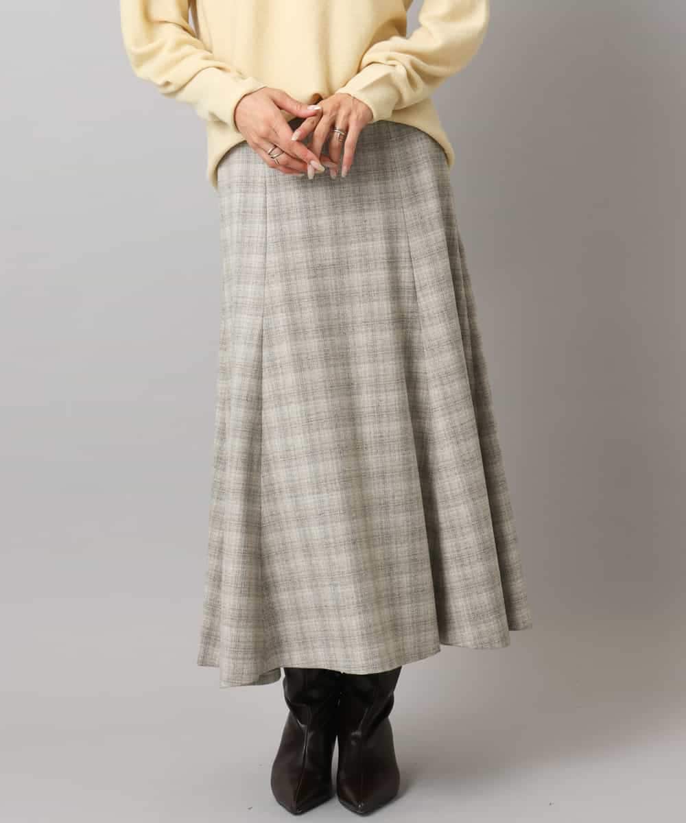 FMHAD13230 MICHEL KLEIN(ミッシェルクラン) 2WAYストレッチチェックフレアースカート ブラック