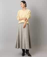 FMHAD13230 MICHEL KLEIN(ミッシェルクラン) 2WAYストレッチチェックフレアースカート ブラック