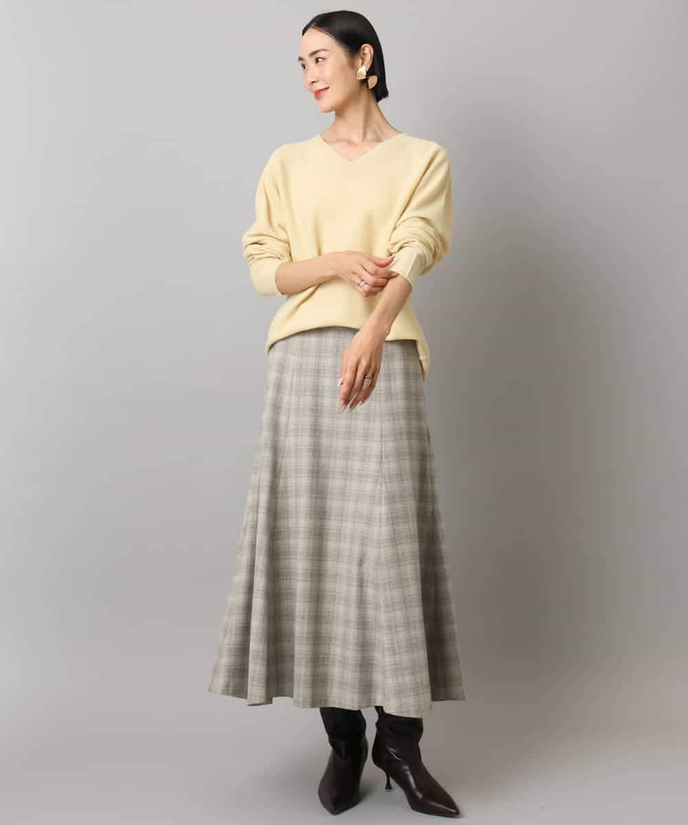 FMHAD13230 MICHEL KLEIN(ミッシェルクラン) 2WAYストレッチチェックフレアースカート ブラック