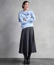 FMHAD13230 MICHEL KLEIN(ミッシェルクラン) 2WAYストレッチチェックフレアースカート ブラック