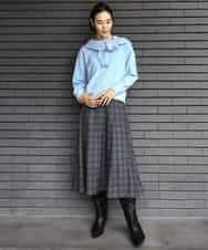 FMHAD13230 MICHEL KLEIN(ミッシェルクラン) 2WAYストレッチチェックフレアースカート ブラック