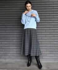 FMHAD13230 MICHEL KLEIN(ミッシェルクラン) 2WAYストレッチチェックフレアースカート ブラック