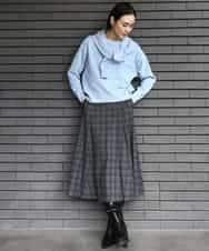 FMHAD13230 MICHEL KLEIN(ミッシェルクラン) 2WAYストレッチチェックフレアースカート ブラック