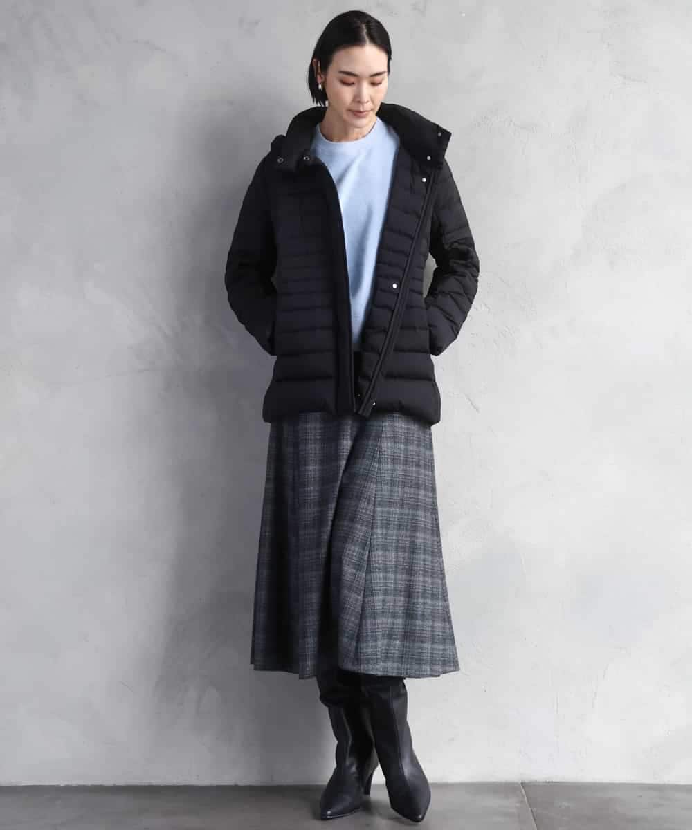 FMHAD13230 MICHEL KLEIN(ミッシェルクラン) 2WAYストレッチチェックフレアースカート ブラック