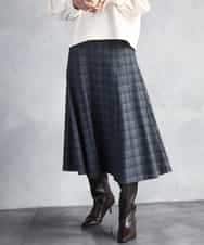 FMHAD13230 MICHEL KLEIN(ミッシェルクラン) 2WAYストレッチチェックフレアースカート ブラック