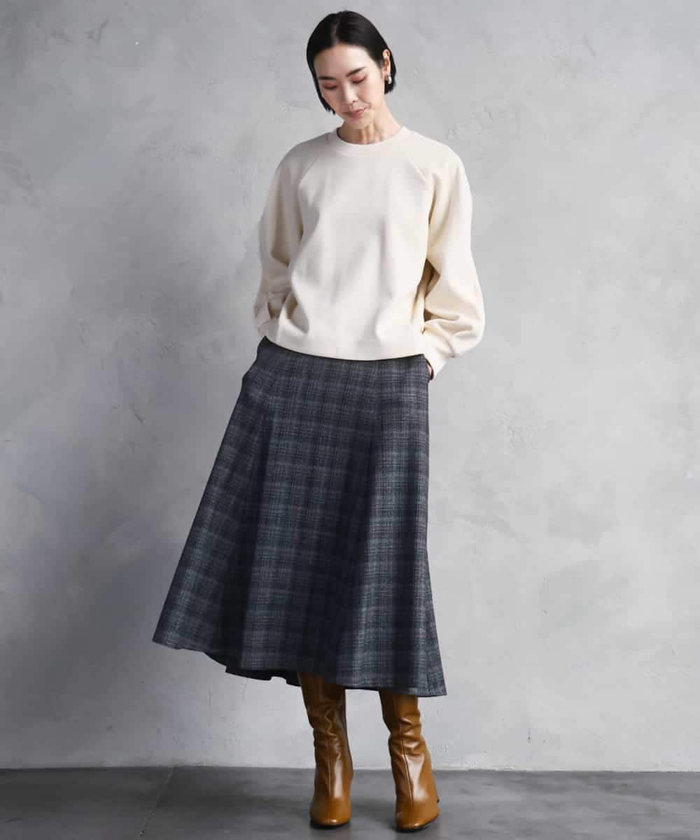 FMHAD13230 MICHEL KLEIN(ミッシェルクラン) 2WAYストレッチチェックフレアースカート ブラック