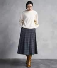 FMHAD13230 MICHEL KLEIN(ミッシェルクラン) 2WAYストレッチチェックフレアースカート ブラック