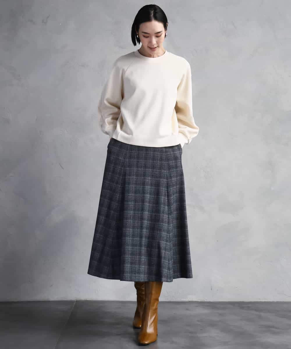 FMHAD13230 MICHEL KLEIN(ミッシェルクラン) 2WAYストレッチチェックフレアースカート ブラック