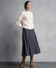 FMHAD13230 MICHEL KLEIN(ミッシェルクラン) 2WAYストレッチチェックフレアースカート ブラック