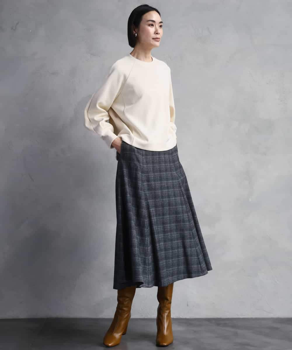 FMHAD13230 MICHEL KLEIN(ミッシェルクラン) 2WAYストレッチチェックフレアースカート ブラック