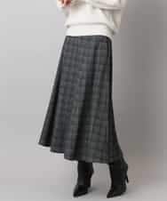 FMHAD13230 MICHEL KLEIN(ミッシェルクラン) 2WAYストレッチチェックフレアースカート ブラック