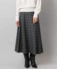 FMHAD13230 MICHEL KLEIN(ミッシェルクラン) 2WAYストレッチチェックフレアースカート ブラック