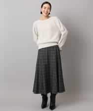 FMHAD13230 MICHEL KLEIN(ミッシェルクラン) 2WAYストレッチチェックフレアースカート ブラック