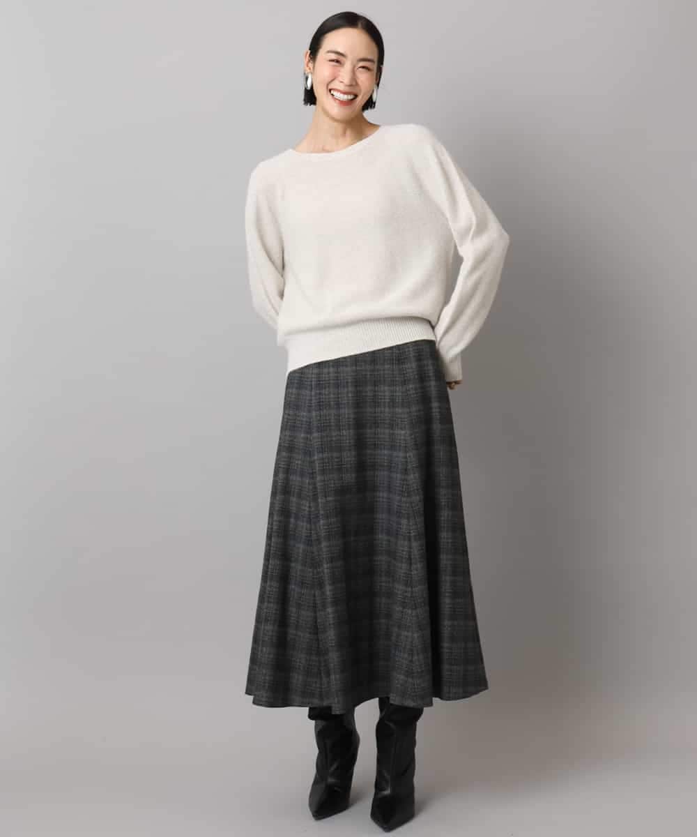 FMHAD13230 MICHEL KLEIN(ミッシェルクラン) 2WAYストレッチチェックフレアースカート ブラック