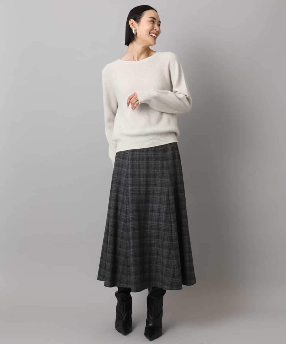 FMHAD13230 MICHEL KLEIN(ミッシェルクラン) 2WAYストレッチチェックフレアースカート ブラック