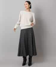 FMHAD13230 MICHEL KLEIN(ミッシェルクラン) 2WAYストレッチチェックフレアースカート ブラック