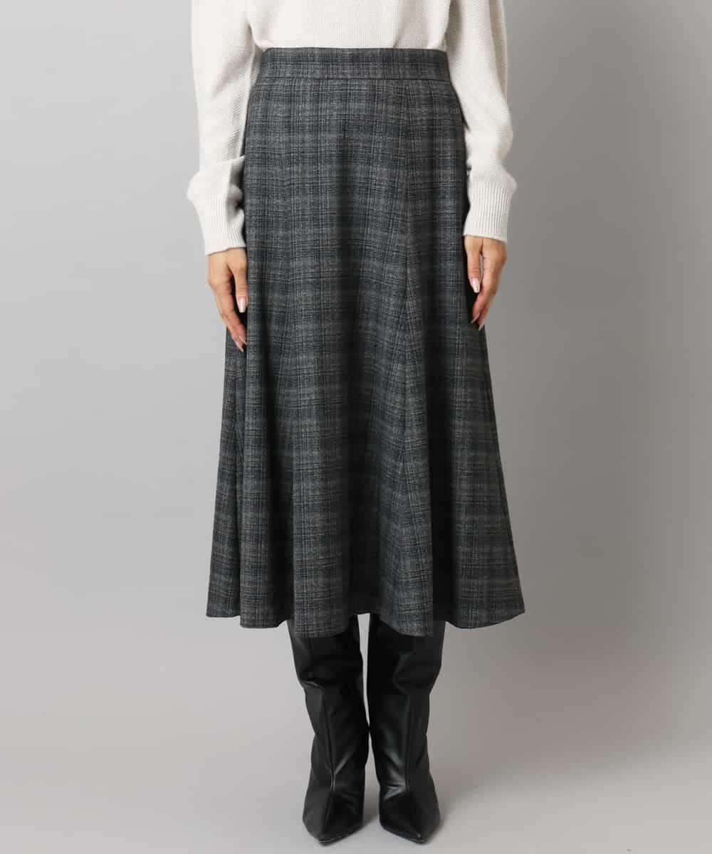 FMHAD13230 MICHEL KLEIN(ミッシェルクラン) 2WAYストレッチチェックフレアースカート ブラック