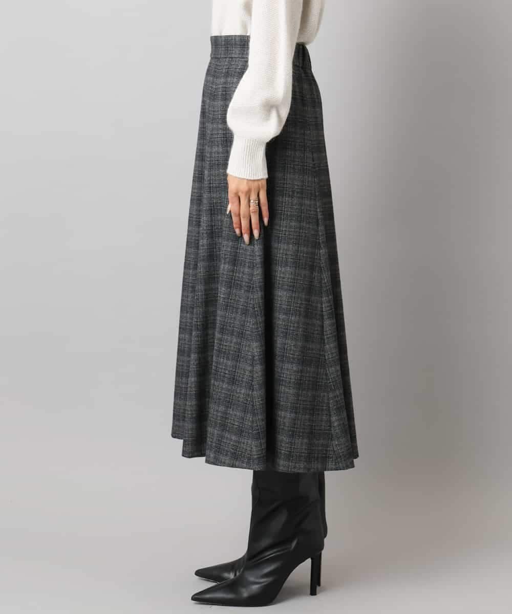 FMHAD13230 MICHEL KLEIN(ミッシェルクラン) 2WAYストレッチチェックフレアースカート ブラック