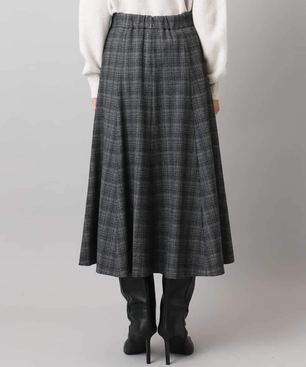 FMHAD13230 MICHEL KLEIN(ミッシェルクラン) 2WAYストレッチチェックフレアースカート ブラック