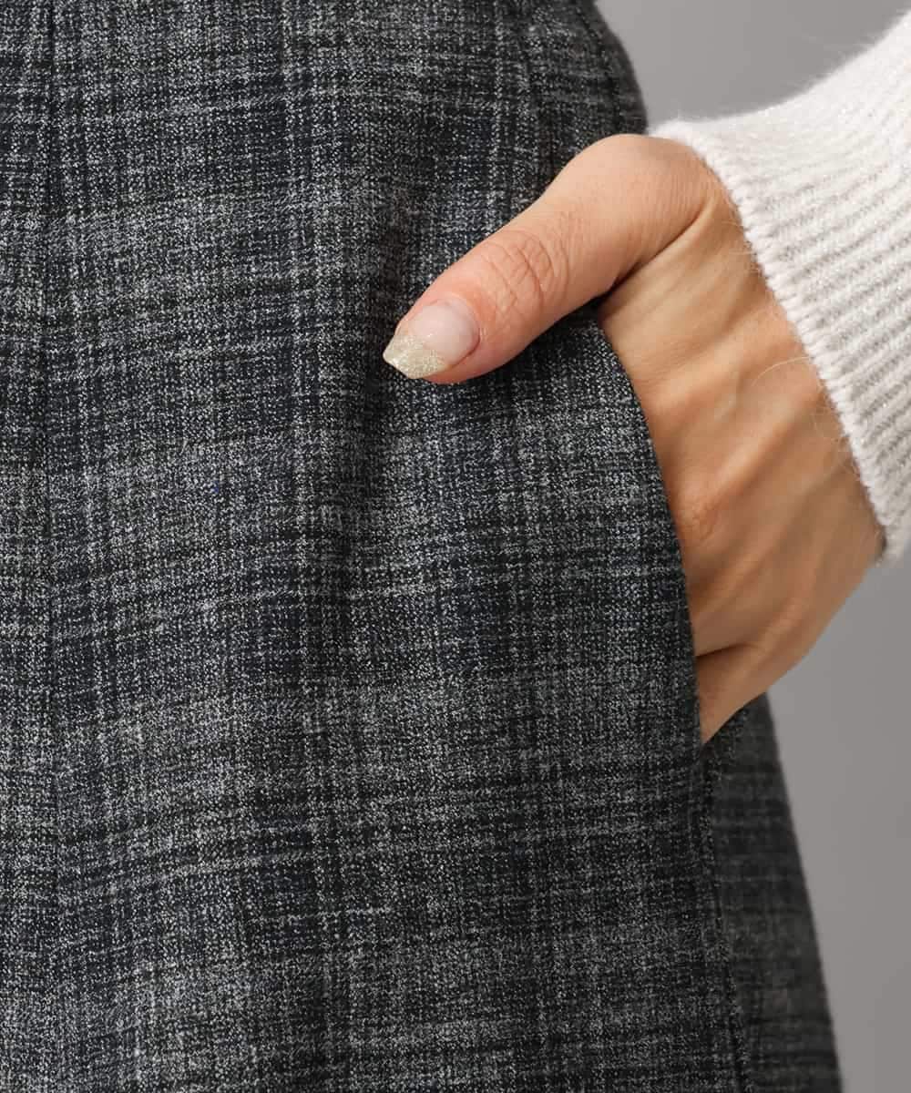 FMHAD13230 MICHEL KLEIN(ミッシェルクラン) 2WAYストレッチチェックフレアースカート ブラック