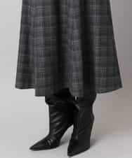 FMHAD13230 MICHEL KLEIN(ミッシェルクラン) 2WAYストレッチチェックフレアースカート ブラック