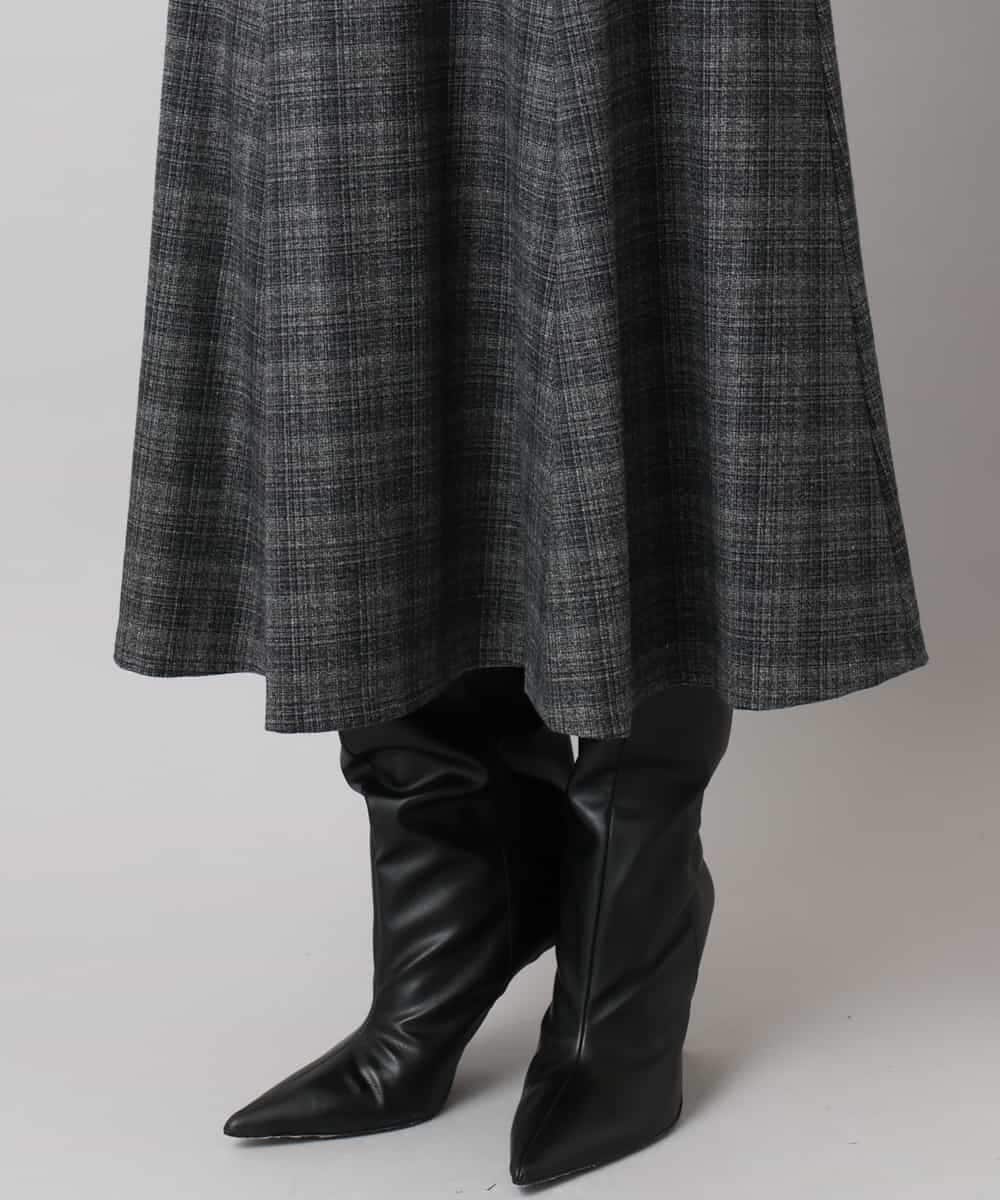 FMHAD13230 MICHEL KLEIN(ミッシェルクラン) 2WAYストレッチチェックフレアースカート ブラック