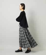 FMHAD15290 MICHEL KLEIN(ミッシェルクラン) [セットアップ対応]ギャザースカート　シアーチェック柄 ブラック