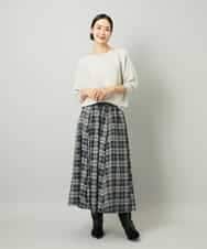 FMHAD15290 MICHEL KLEIN(ミッシェルクラン) [セットアップ対応]ギャザースカート　シアーチェック柄 ブラック
